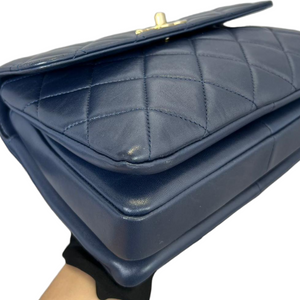 Small Trendy CC Flap Bag Navy Blue GHW