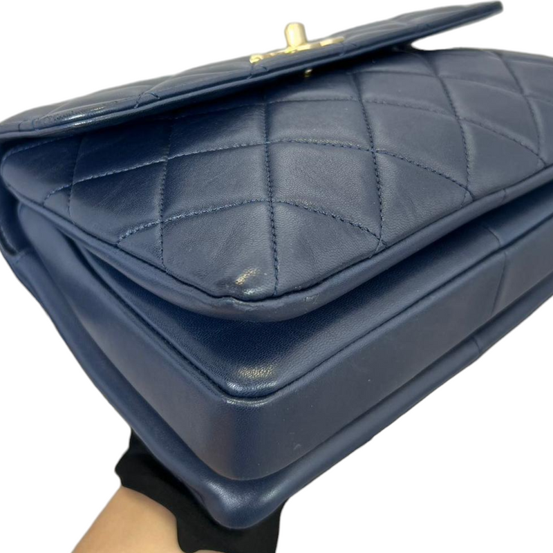 chanel navy blue tote handbag