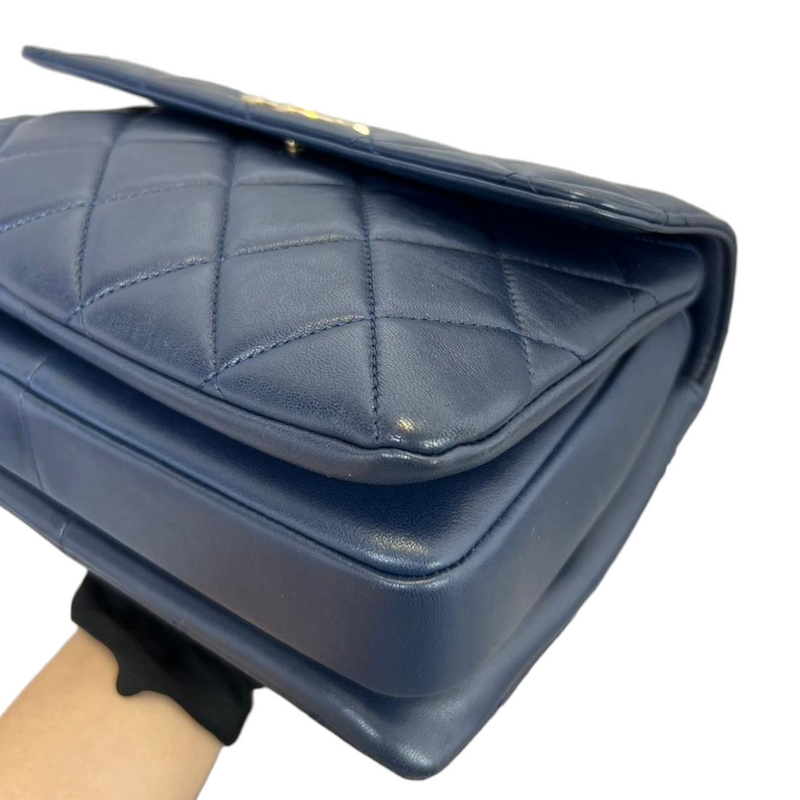 Small Trendy CC Flap Bag Navy Blue GHW