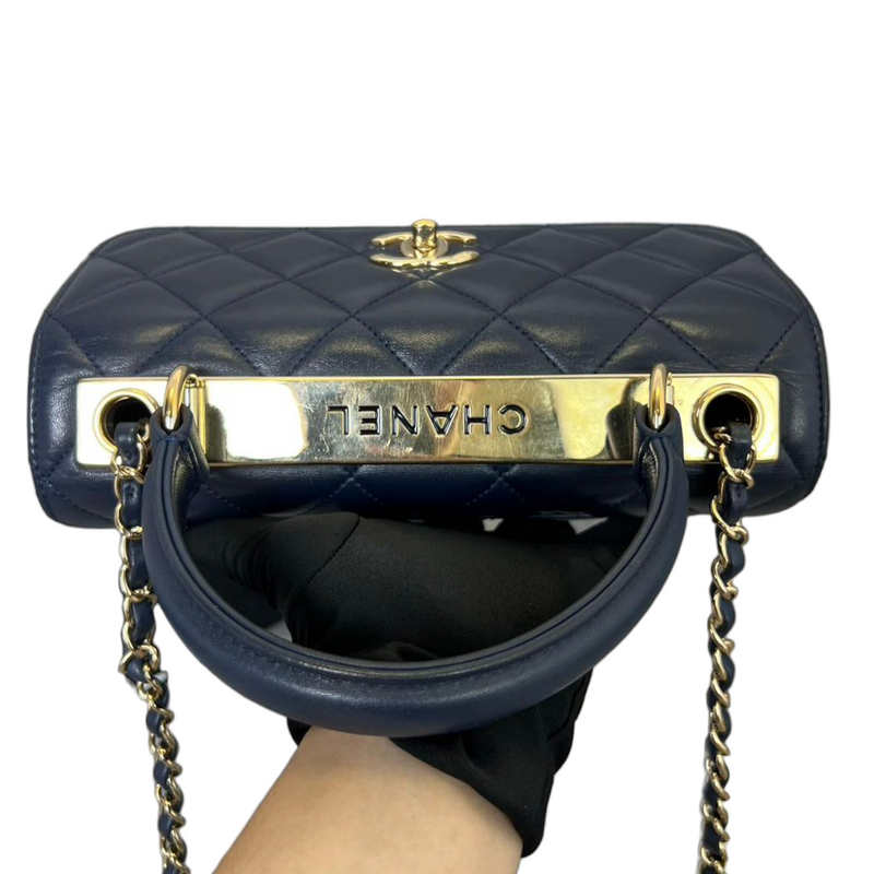 Chanel Lambskin Quilted Small Trendy CC Dual Handle Flap Bag Black