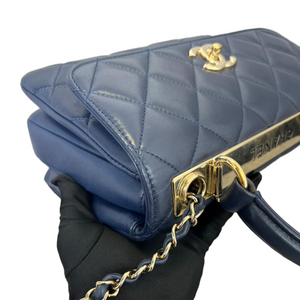 Small Trendy CC Flap Bag Navy Blue GHW