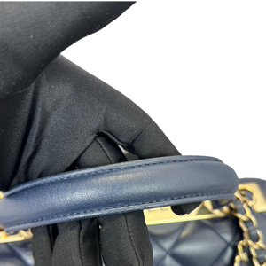 Small Trendy CC Flap Bag Navy Blue GHW