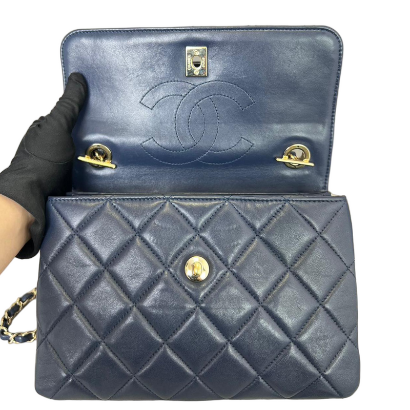 CHANEL Half Coco Chain Wallet Shoulder Bag leather Blue Used Women SHW CC,  in 2023