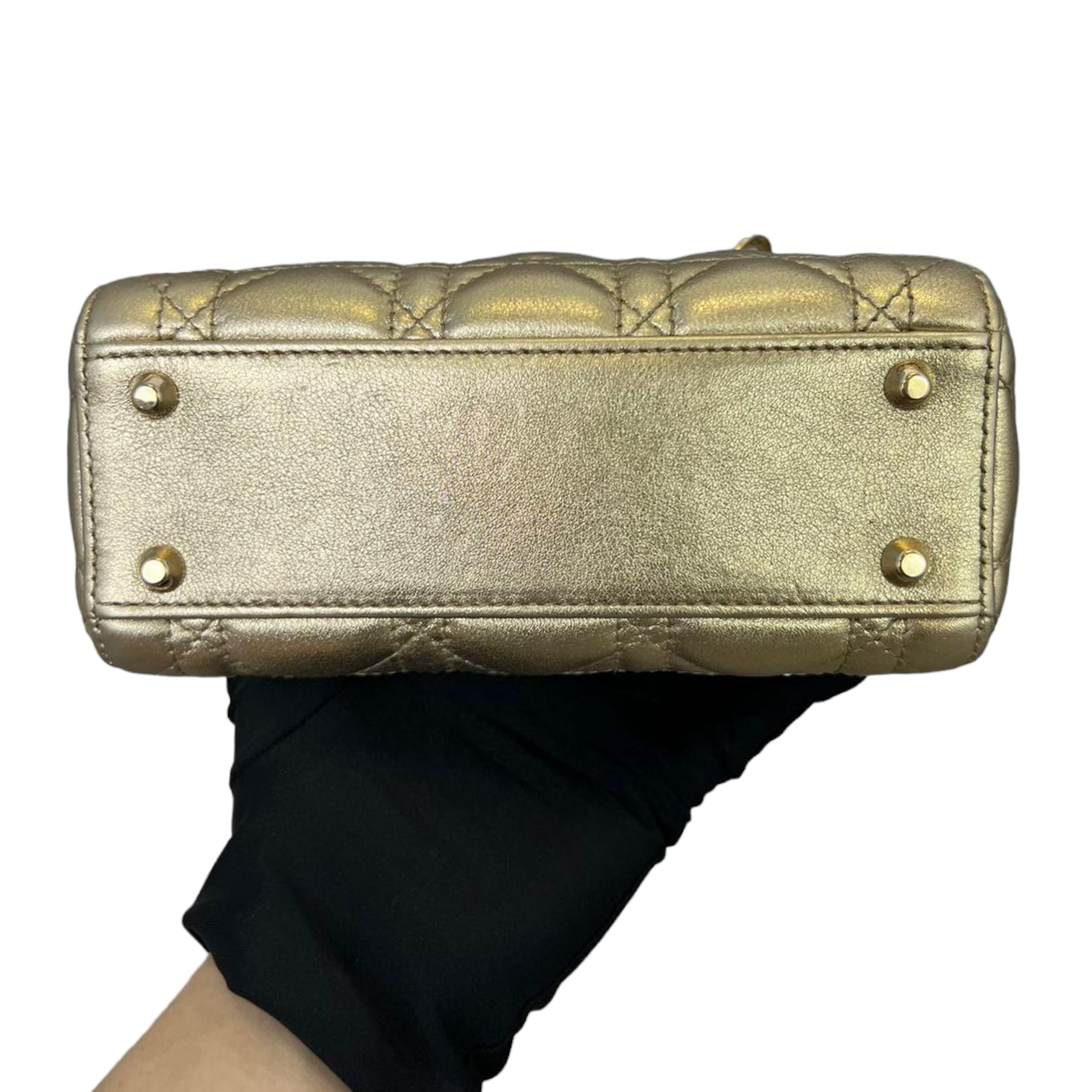 Christian Dior Metallic Cannage Mini Lady Dior Gold GHW – Bag Religion