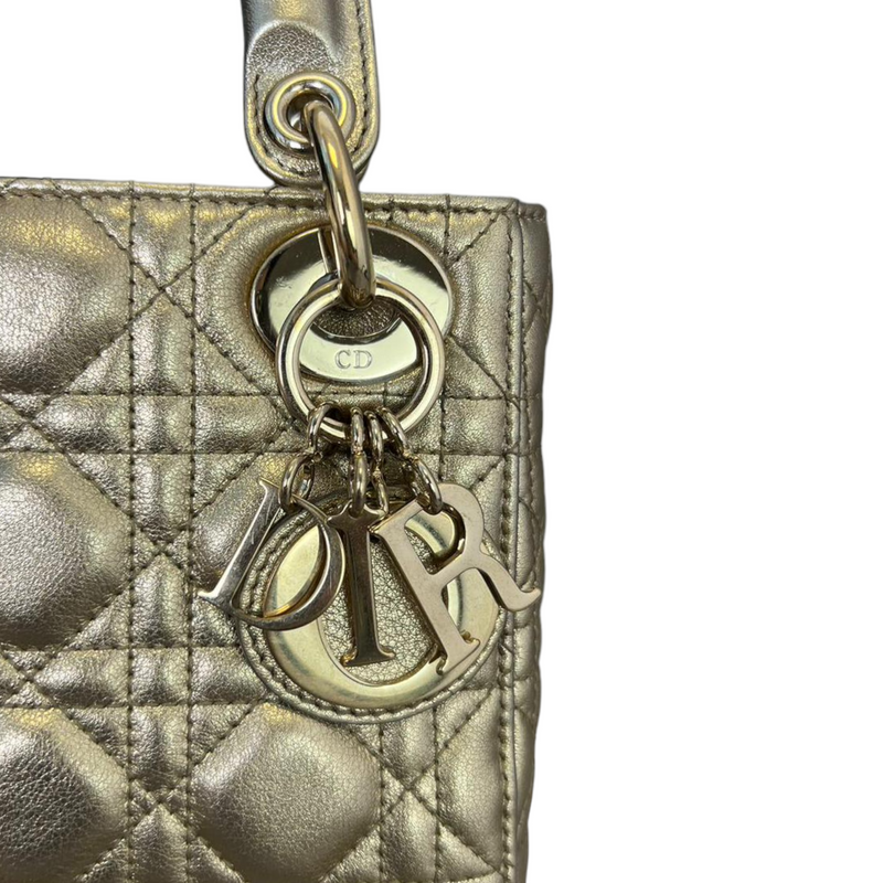 Metallic Cannage Mini Lady Dior Gold GHW