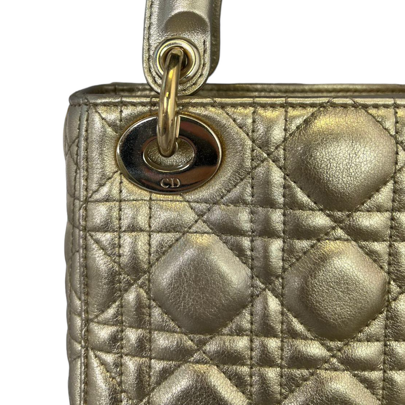 Metallic Cannage Mini Lady Dior Gold GHW