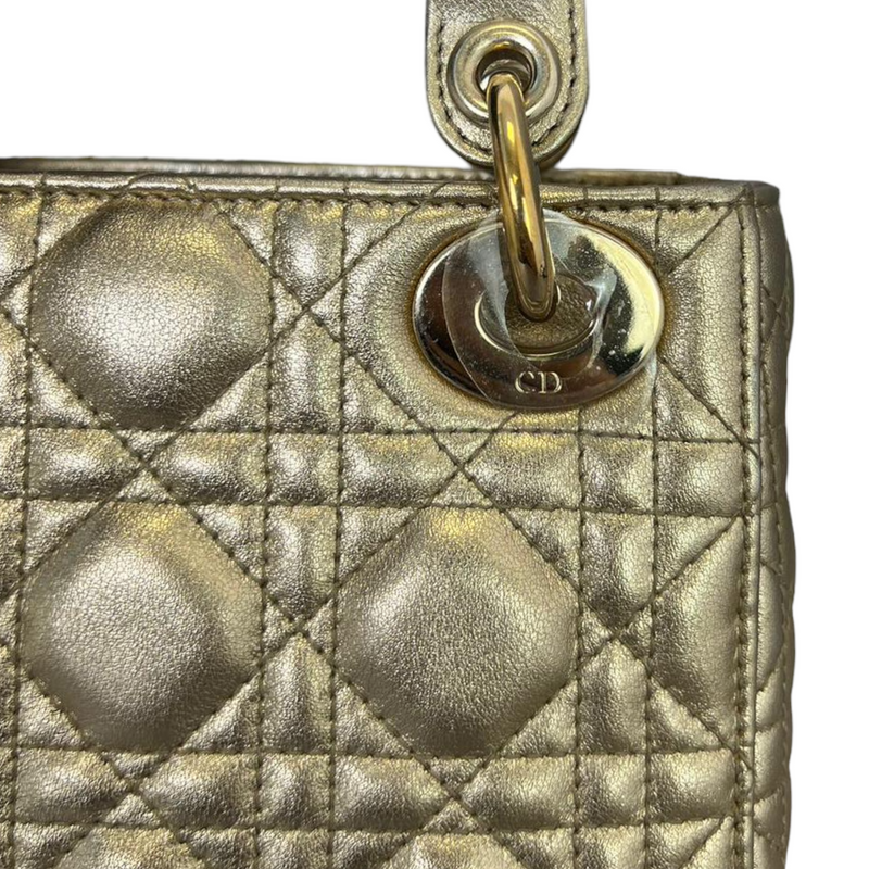 Metallic Cannage Mini Lady Dior Gold GHW