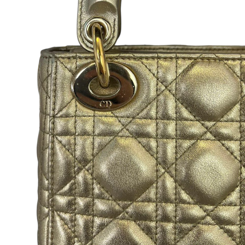 Metallic Cannage Mini Lady Dior Gold GHW