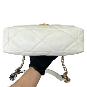 Lambskin Quilted Large Chanel 19 Flap White MHW