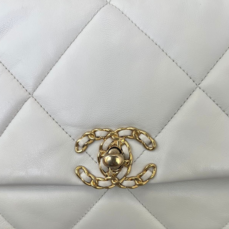 Chanel Lambskin Quilted Large Chanel 19 Flap Caramel