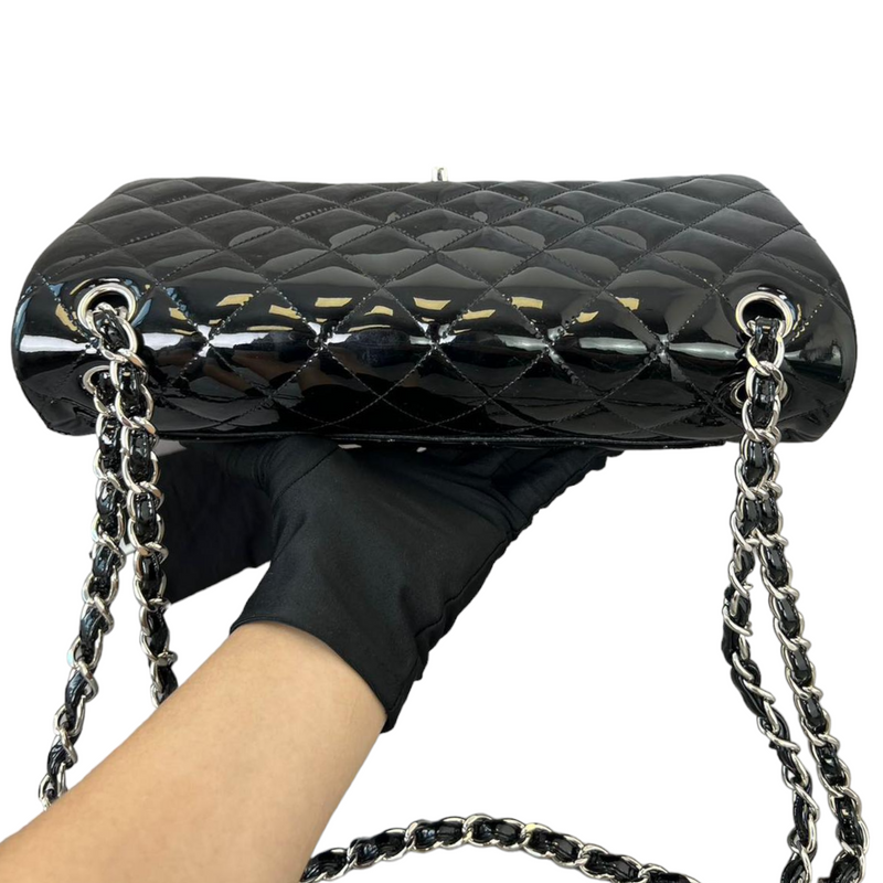RARE Chanel So Black 2.55 Lambskin Jumbo Double Flap Classic Shoulder Bag  For Sale at 1stDibs