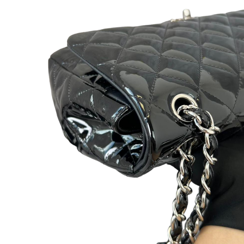 Chanel Black Patent Jumbo Classic Single Flap SHW – My Haute