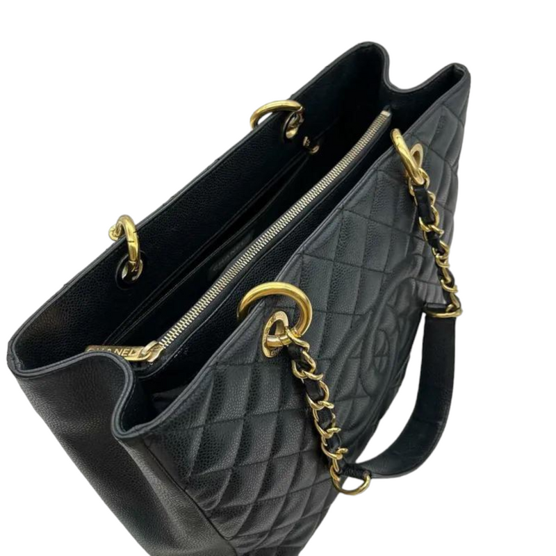 Chanel Teal Quilted Caviar Leather Grand Shopper Tote Chanel