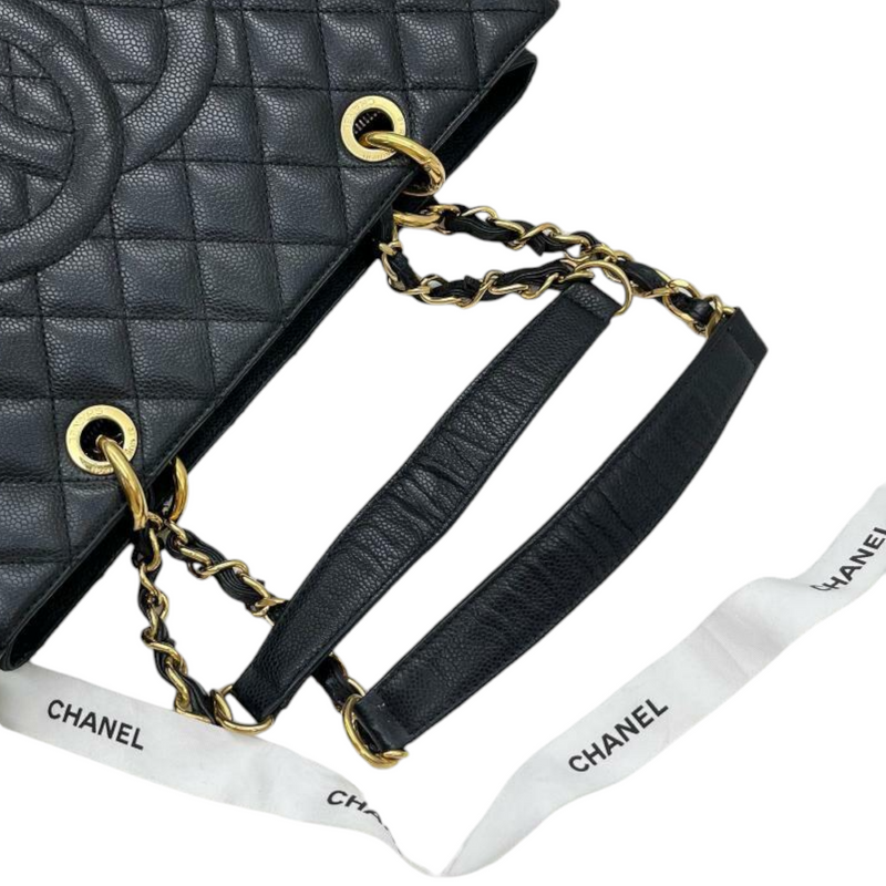 CHANEL Tote XL GST Black Caviar Grand Shopping Tote Gold HW AUTHENTIC