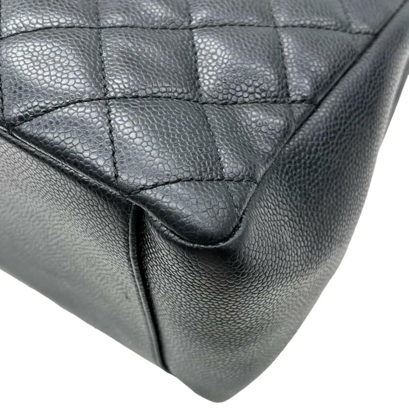 Chanel GST Gray Taupe Quilted Caviar with silver hardware