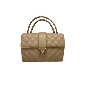 Calfskin Quilted Chevron In The City Bag Beige GHW