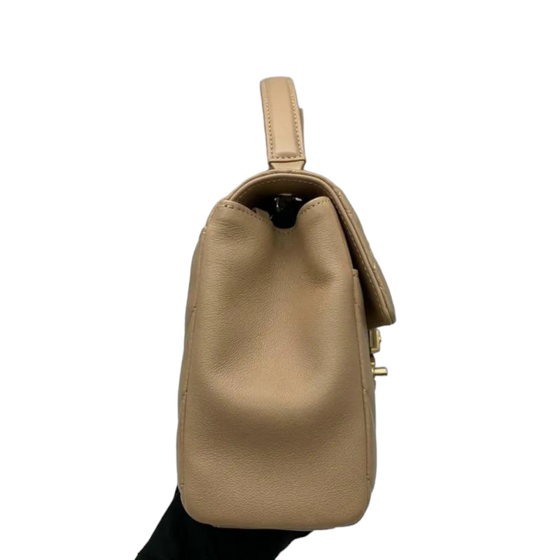 Calfskin Quilted Chevron In The City Bag Beige GHW