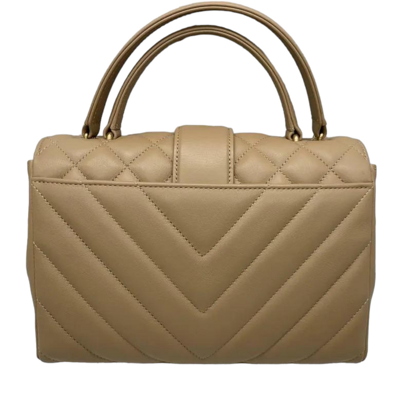 Calfskin Quilted Chevron In The City Bag Beige GHW
