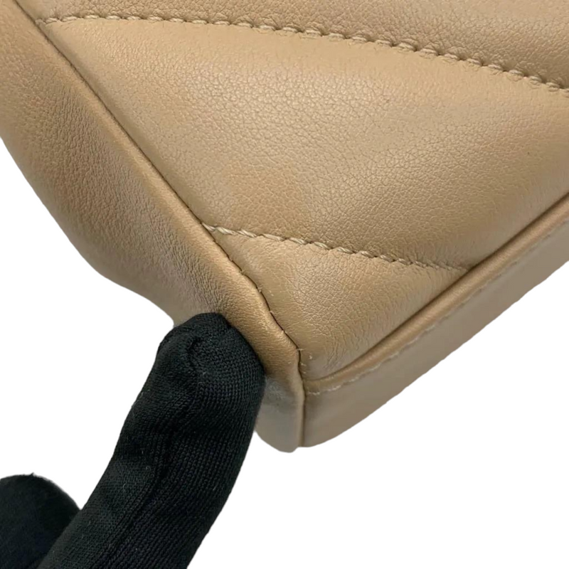 Calfskin Quilted Chevron In The City Bag Beige GHW