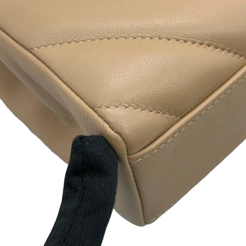 Calfskin Quilted Chevron In The City Bag Beige GHW