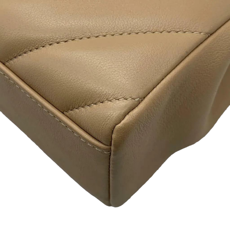 Calfskin Quilted Chevron In The City Bag Beige GHW