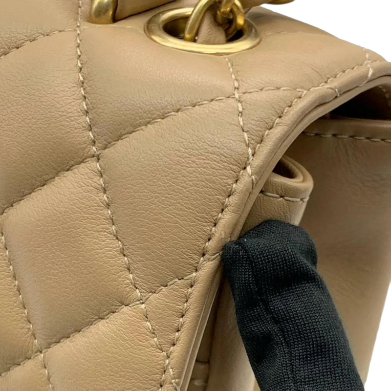 Calfskin Quilted Chevron In The City Bag Beige GHW