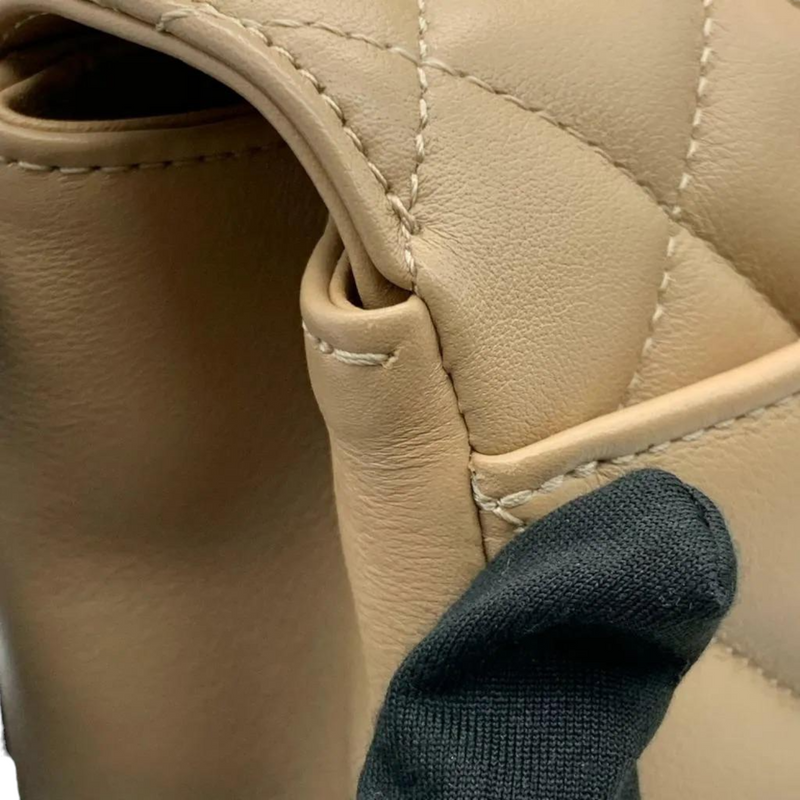 Calfskin Quilted Chevron In The City Bag Beige GHW
