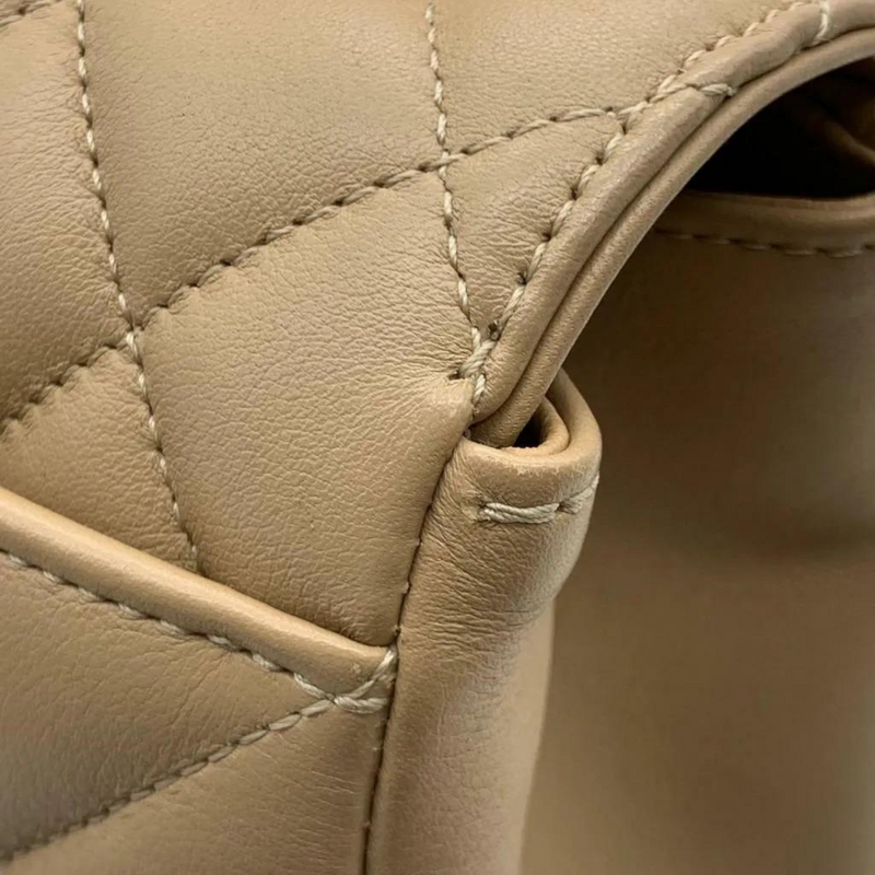 Calfskin Quilted Chevron In The City Bag Beige GHW