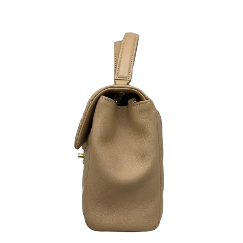 Calfskin Quilted Chevron In The City Bag Beige GHW
