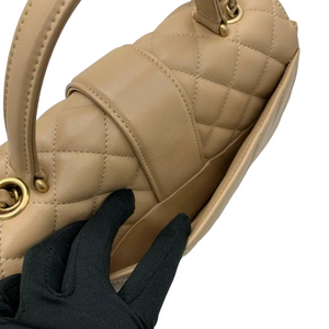 Calfskin Quilted Chevron In The City Bag Beige GHW