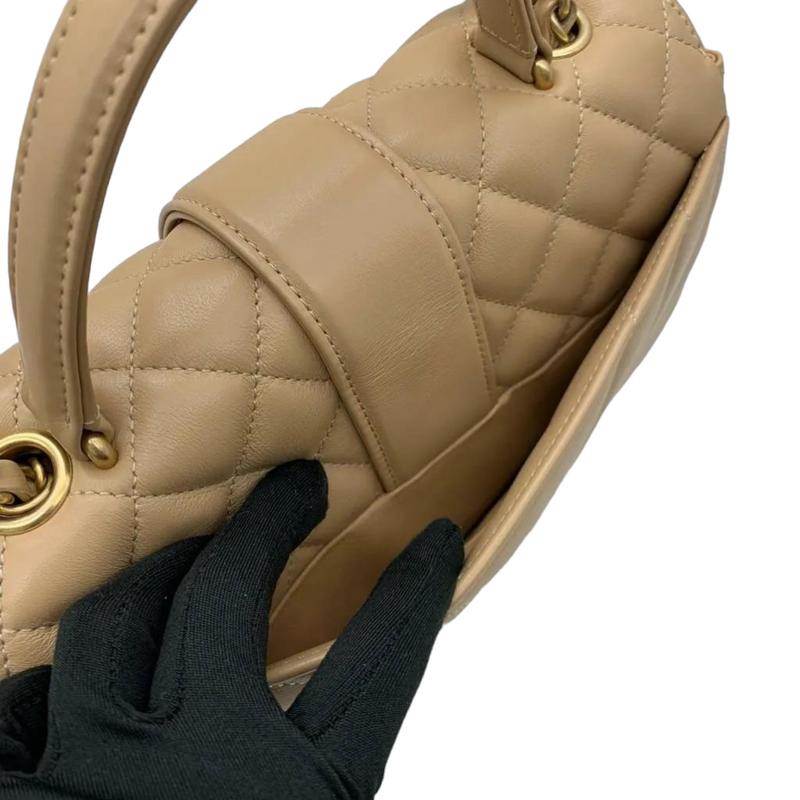 Calfskin Quilted Chevron In The City Bag Beige GHW