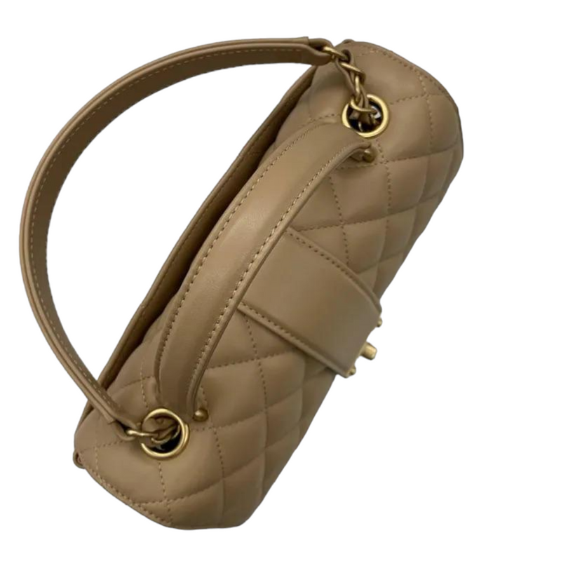 Calfskin Quilted Chevron In The City Bag Beige GHW