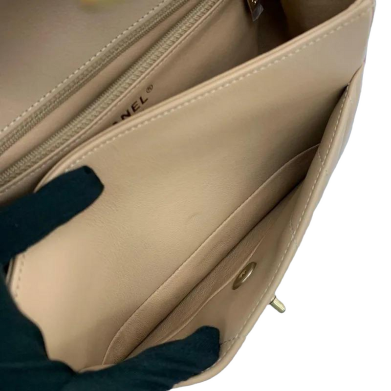 Calfskin Quilted Chevron In The City Bag Beige GHW
