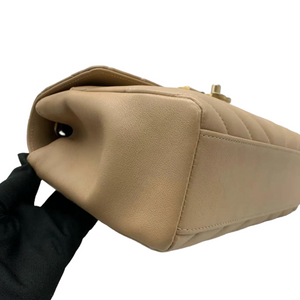 Calfskin Quilted Chevron In The City Bag Beige GHW