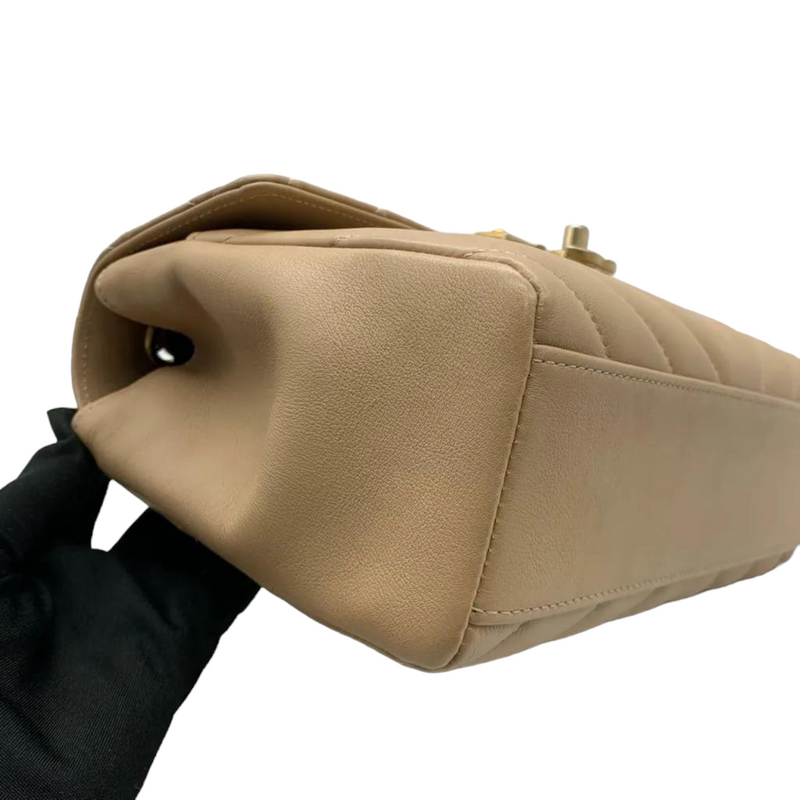 Calfskin Quilted Chevron In The City Bag Beige GHW