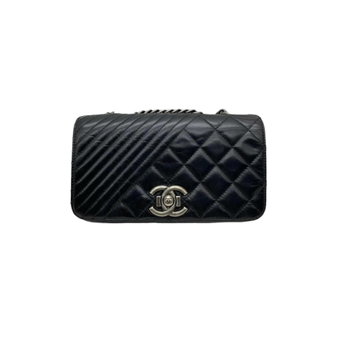 Chanel Black Quilted Westminster Embellished Imitation Pearl Chain Medium Flap Bag Gold Hardware, 2015 (Very Good)