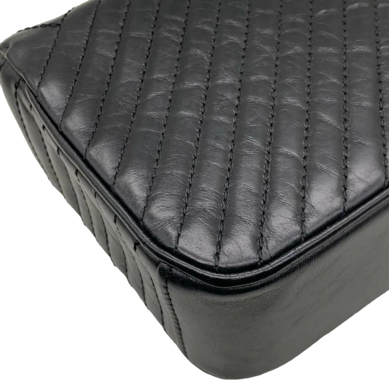 Glazed Calfskin Quilted Small Coco Boy Flap Black RHW