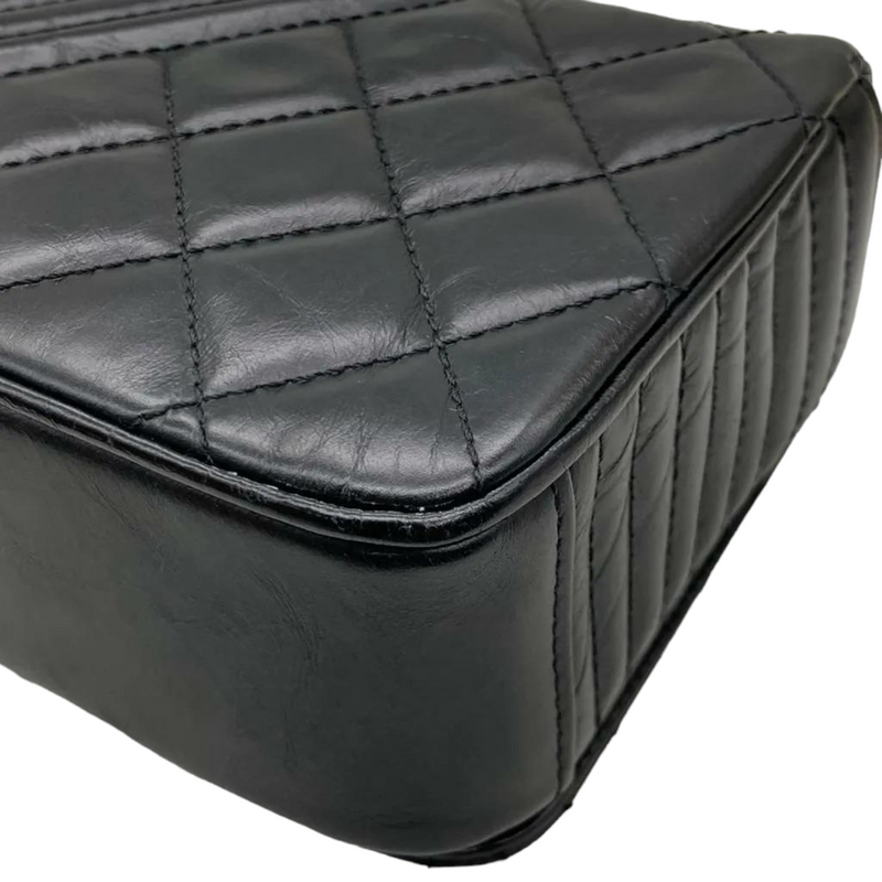 Glazed Calfskin Quilted Small Coco Boy Flap Black RHW