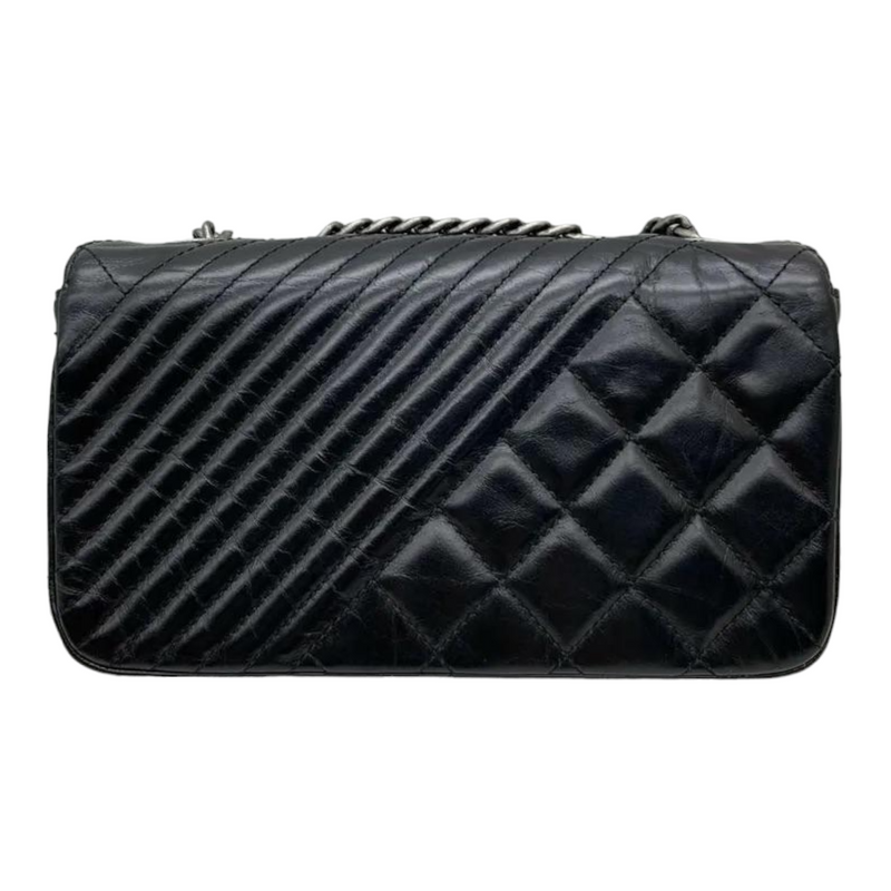 Glazed Calfskin Quilted Small Coco Boy Flap Black RHW