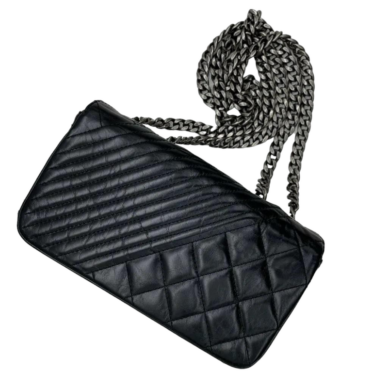 Glazed Calfskin Quilted Small Coco Boy Flap Black RHW