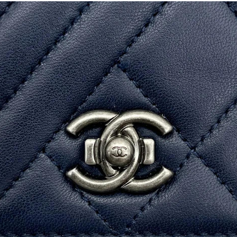Chanel Wallet on Chain WOC in Electric Blue Chevron Quilted Calfskin - SOLD