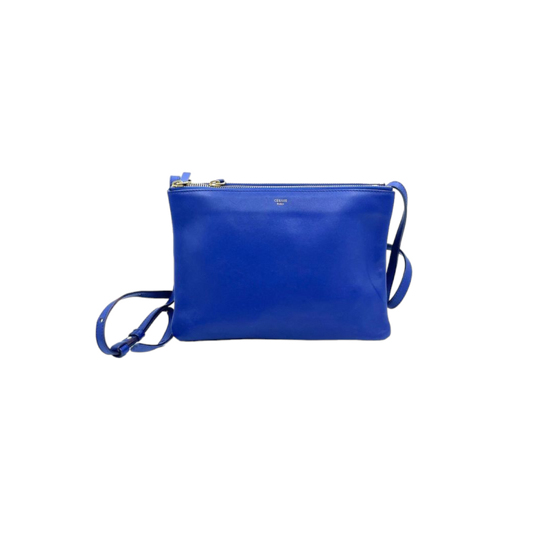 Lambskin Trio Crossbody Bag Blue GHW