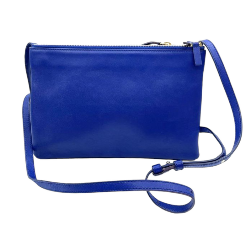 Lambskin Trio Crossbody Bag Blue GHW