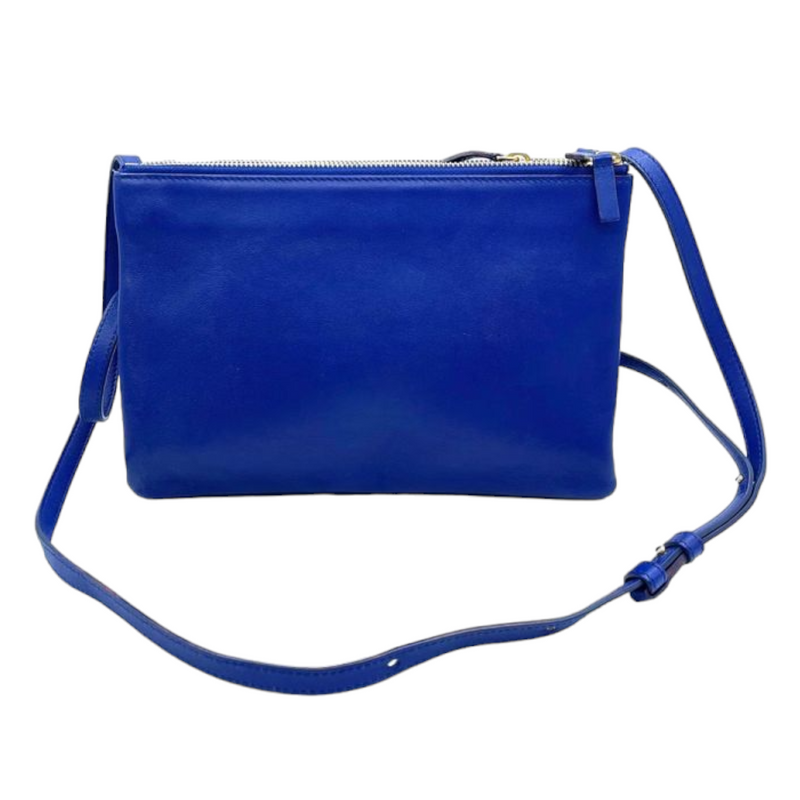 Lambskin Trio Crossbody Bag Blue GHW