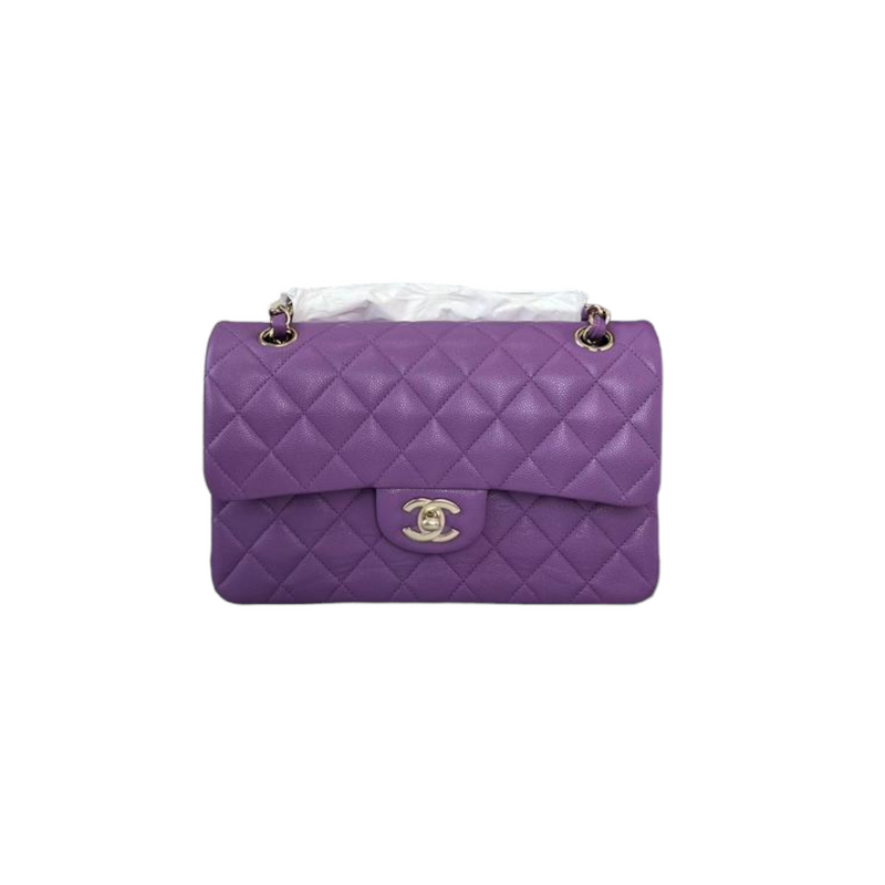 Chanel 2022 Purple Caviar Small Classic Double Flap Bag GHW