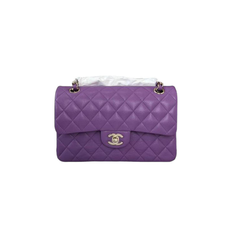 Caviar Quilted Small Double Flap Purple LGHW