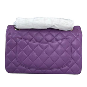 Caviar Quilted Small Double Flap Purple LGHW