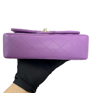 Caviar Quilted Small Double Flap Purple LGHW