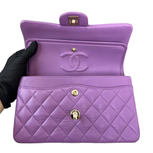 Caviar Quilted Small Double Flap Purple LGHW