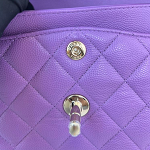 Caviar Quilted Small Double Flap Purple LGHW